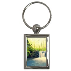 Waterfall River Nature Forest Key Chain (rectangle) by Pakrebo