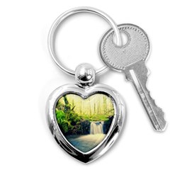 Waterfall River Nature Forest Key Chain (heart) by Pakrebo