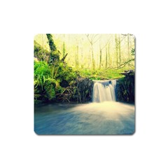 Waterfall River Nature Forest Square Magnet by Pakrebo