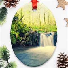 Waterfall River Nature Forest Oval Ornament (two Sides) by Pakrebo