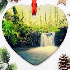 Waterfall River Nature Forest Heart Ornament (two Sides) by Pakrebo