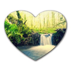 Waterfall River Nature Forest Heart Mousepads by Pakrebo