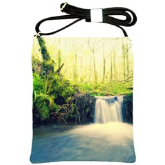 Waterfall River Nature Forest Shoulder Sling Bag by Pakrebo