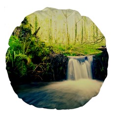 Waterfall River Nature Forest Large 18  Premium Round Cushions by Pakrebo