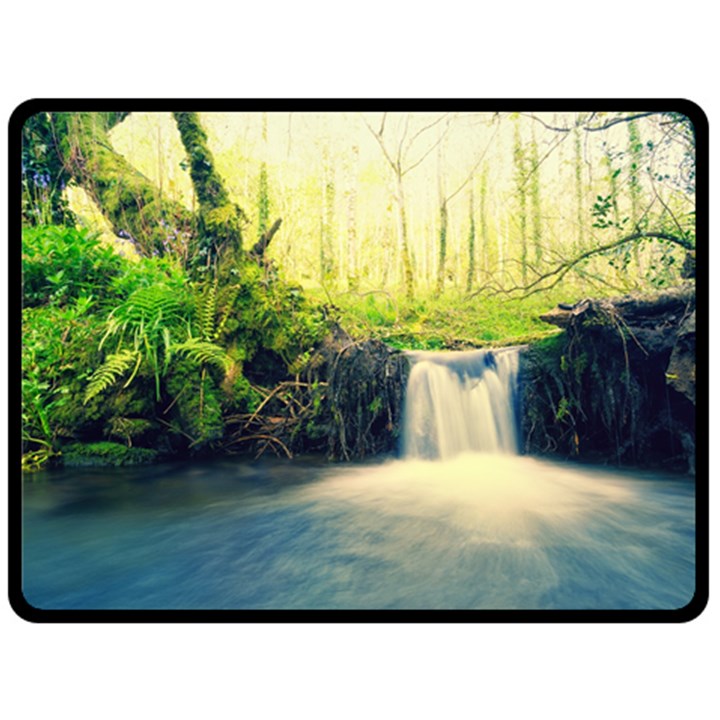 Waterfall River Nature Forest Double Sided Fleece Blanket (Large) 