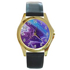 Color Acrylic Paint Art Painting Art Round Gold Metal Watch