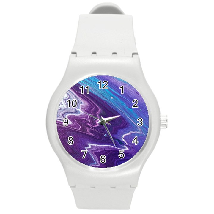 Color Acrylic Paint Art Painting Art Round Plastic Sport Watch (M)