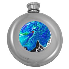 Paint Acrylic Paint Art Colorful Blue Round Hip Flask (5 Oz) by Pakrebo