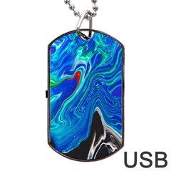 Paint Acrylic Paint Art Colorful Blue Dog Tag Usb Flash (one Side) by Pakrebo