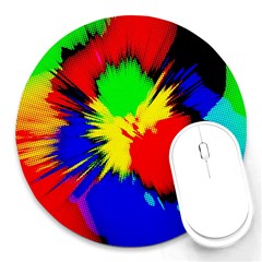 Color Halftone Grid Raster Image Round Mousepads by Pakrebo