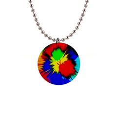 Color Halftone Grid Raster Image 1  Button Necklace by Pakrebo