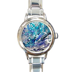 Paint Acrylic Paint Art Colorful Round Italian Charm Watch