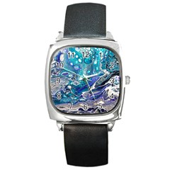 Paint Acrylic Paint Art Colorful Square Metal Watch