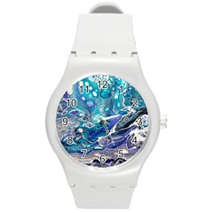 Paint Acrylic Paint Art Colorful Round Plastic Sport Watch (M)