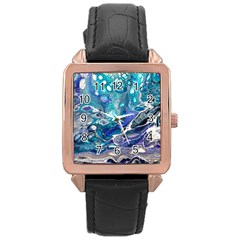 Paint Acrylic Paint Art Colorful Rose Gold Leather Watch 