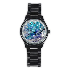 Paint Acrylic Paint Art Colorful Stainless Steel Round Watch