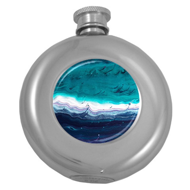 Color Acrylic Paint Art Painting Round Hip Flask (5 oz)