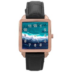 Color Acrylic Paint Art Painting Rose Gold Leather Watch  by Pakrebo