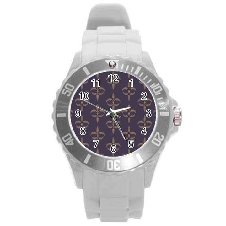 Background Non Seamless Pattern Round Plastic Sport Watch (L)