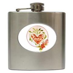 Floral Heart Design - True Love Hip Flask (6 Oz) by WensdaiAmbrose