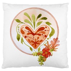 Floral Heart Design - True Love Large Cushion Case (two Sides) by WensdaiAmbrose