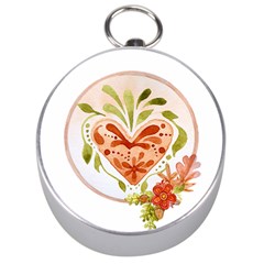 Floral Heart Design - True Love Silver Compasses by WensdaiAmbrose