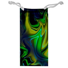 Green Blue Yellow Swirl Jewelry Bag by bloomingvinedesign