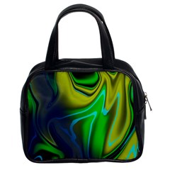 Green Blue Yellow Swirl Classic Handbag (two Sides) by bloomingvinedesign