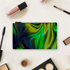 Green Blue Yellow Swirl Cosmetic Bag (small) by bloomingvinedesign