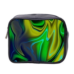 Green Blue Yellow Swirl Mini Toiletries Bag (two Sides) by bloomingvinedesign