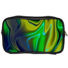 Green Blue Yellow Swirl Toiletries Bag (one Side) by bloomingvinedesign