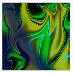 Green Blue Yellow Swirl Large Satin Scarf (square) by bloomingvinedesign