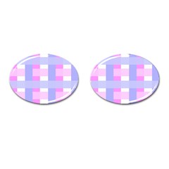 Gingham Checkered Texture Pattern Cufflinks (oval) by Pakrebo