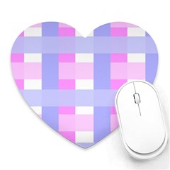 Gingham Checkered Texture Pattern Heart Mousepads by Pakrebo