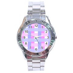 Gingham Checkered Texture Pattern Stainless Steel Analogue Watch by Pakrebo