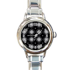 Ornament Flowers Seamless Geometric Round Italian Charm Watch by Pakrebo