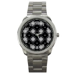 Ornament Flowers Seamless Geometric Sport Metal Watch by Pakrebo