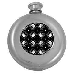 Ornament Flowers Seamless Geometric Round Hip Flask (5 Oz) by Pakrebo