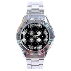 Ornament Flowers Seamless Geometric Stainless Steel Analogue Watch by Pakrebo