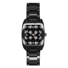 Ornament Flowers Seamless Geometric Stainless Steel Barrel Watch by Pakrebo