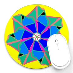 Mandala Wheel Pattern Ornament Round Mousepads by Pakrebo