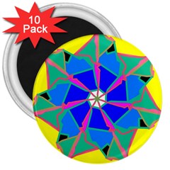 Mandala Wheel Pattern Ornament 3  Magnets (10 Pack)  by Pakrebo