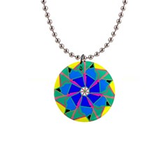 Mandala Wheel Pattern Ornament 1  Button Necklace by Pakrebo