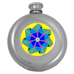 Mandala Wheel Pattern Ornament Round Hip Flask (5 Oz) by Pakrebo