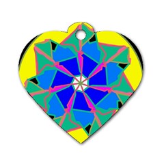 Mandala Wheel Pattern Ornament Dog Tag Heart (two Sides) by Pakrebo