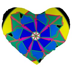 Mandala Wheel Pattern Ornament Large 19  Premium Flano Heart Shape Cushions by Pakrebo