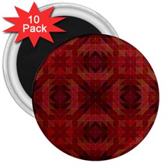 Maroon Triangle Pattern Seamless 3  Magnets (10 Pack)  by Pakrebo