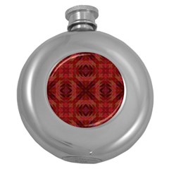 Maroon Triangle Pattern Seamless Round Hip Flask (5 Oz) by Pakrebo