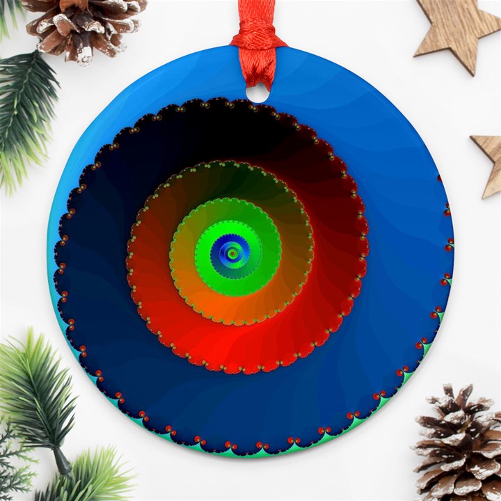 Fractal Spiral Curve Helix Ornament (Round)