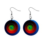 Fractal Spiral Curve Helix Mini Button Earrings Front